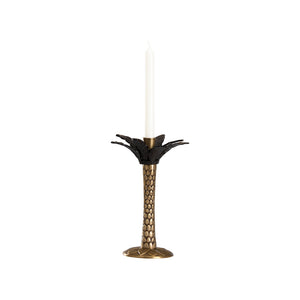 ANTIQUE BRASS PALM TREE CANDLE HOLDER