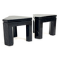 PAIR OF BLACK FAUX MARBLE GEOMETRIC SIDE TABLES