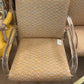 PAIR OF PACE LUCITE CHAIRS WITH OCHRE & FRENCH BLUE UPHOLSTERY
