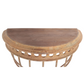 AGED IRON DEMILUNE CONSOLE WITH INSET TEAK TOP