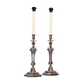 19TH CENTURY PAIR OF ORNATE SILVERED BRONZE CANDLESTICK LAMPS