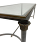 VINTAGE NARROW METAL NEOCLASSICAL GLASS TOP COFFEE TABLE