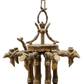HOLLYWOOD REGENCY BAMBOO MOTIF BRONZE CHANDELIER WITH EIGHT ARMS