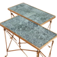 PAIR OF BRASS SIDE TABLES WITH MABLE TOP AND PAW FOOTED DETAIL