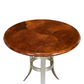 MODERN ROUND GOATSKIN AND SILVERED METAL SIDE TABLE