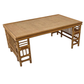 VINTAGE BAMBOO AND RATTAN FRETWORK COFFEE TABLE WITH GRASSCLOTH TOP