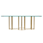 MID CENTURY MASTERCRAFT BRASS AND GLASS  DINING TABLE WITH FAUX BAMBOO BASE