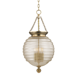 LARGE BEEHIVE GLASS LANTERN WITH BRASS FITTINGS