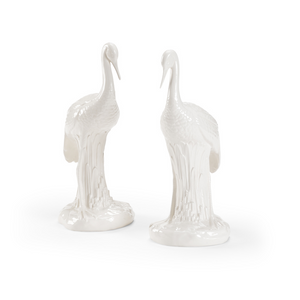 PAIR OF WHITE PORCELAIN HERONS