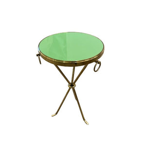 CUSTOM GREEN KRB DRINKS TABLE WITH POLISHED BRASS