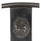 EBONIZED CARVED CHINOISERIE ARMCHAIR WITH WOVEN SEAT