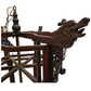 CHINESE CARVED HARDWOOD THREE LIGHT LANTERN WITH DRAGON DETAIL