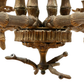 HOLLYWOOD REGENCY BAMBOO MOTIF BRONZE CHANDELIER WITH EIGHT ARMS