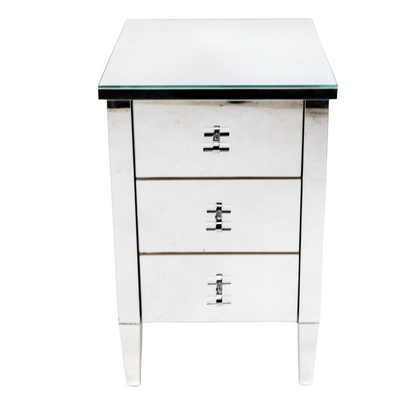 MIRRORED THREE DRAWER SMALL CHEST OR SIDE TABLE