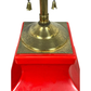 PAIR OF RED GLAZED CERAMIC MID CENTURY MODERN LAMPS