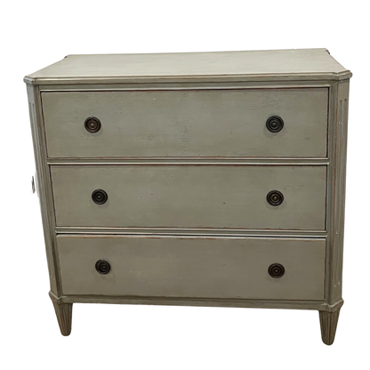 SWEDISH GUSTAVIAN STYLE PAINTED CELADON THREE DRAWER DRESSER