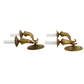 PAIR OF EMPIRE STYLE GILT BRASS DOUBLE ARM WALL SCONCES