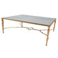 LINEN WRAPPED GILT WROUGHT IRON COFFEE TABLE