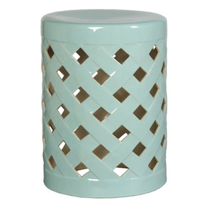 MINT GREEN CRISS CROSS GARDEN STOOL