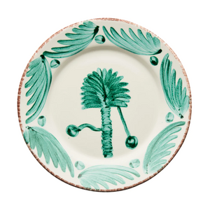 HAND PAINTED GREEN PALM DINNER PLATE