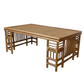 VINTAGE BAMBOO AND RATTAN FRETWORK COFFEE TABLE WITH GRASSCLOTH TOP