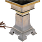 PAIR OF PEWTER CHINOISERIE LAMPS WITH BRASS DETAIL