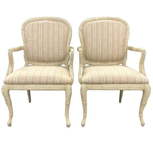 PAIR OF SERGE ROCHE STYLE ARM CHAIRS WITH PINK STRIPED FABRIC