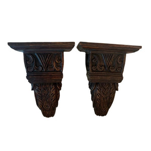 PAIR OF SPANISH STYLE CARVED BRACKETS