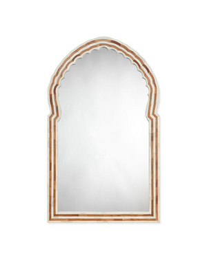 HAND CARVED ACACIA WOOD AND BUFFALO BONE INLAY MIRROR