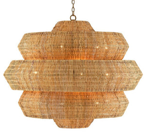 LARGE WOVEN RATTAN GEOMETRIC CHANDELIER