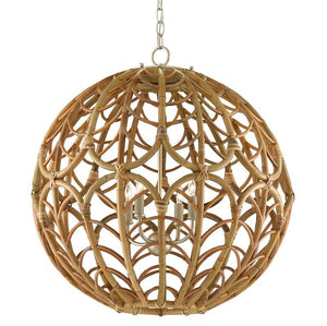 WOVEN AND RATTAN ORB CHANDELIER