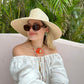 Hollyhock Sun Hat - White Long Grosgrain Ribbon