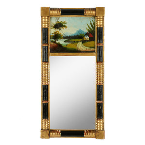 ANTIQUE FEDERAL GILT AND EBONIZED MIRROR