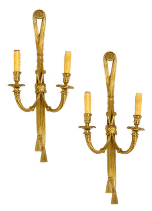 A PAIR OF BRONZE NEOCLASSICAL WALL SCONCES