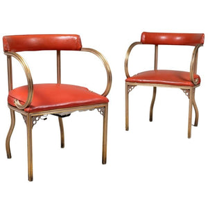 PAIR OF JOHN VAN KOERT ROUGE 'CYMBAL' ARM CHAIRS