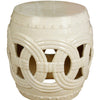 BLANC DE CHINE GARDEN STOOL WITH OVERLAPPING CIRCLES - WHITE