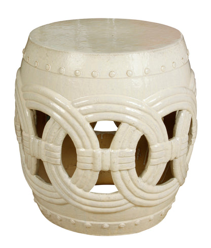 BLANC DE CHINE GARDEN STOOL WITH OVERLAPPING CIRCLES