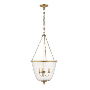 BRASS AND GLASS LARGE BELL JAR LANTERN