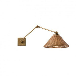 BRASS SCONCE WITH WICKER SHADE