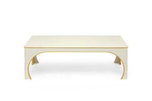 BRIGHTON COFFEE TABLE IN INVORY WITH GOLD EDGE