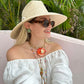 Hollyhock Sun Hat - White Long Grosgrain Ribbon