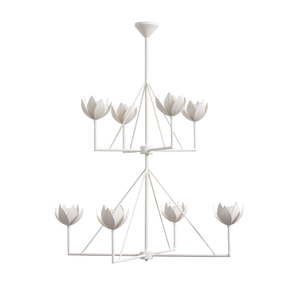 LARGE TWO TIER PLASTER FINISH FLOWER CHANDELIER