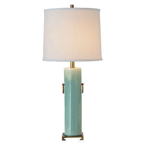 CELADON CHINESE LAMP WITH BRASS FITTINGS