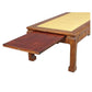 ASIAN MAHOGANY COFFEE TABLE WITH INSET WICKER TOP