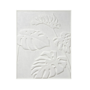 WHITE PLASTER MONSTERA RELIEF ARTWORK