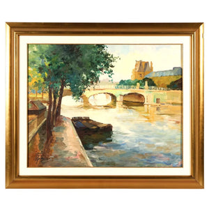 SERGEY M. PRONIN 20TH CENTURY ON THE RIVER PAINTING