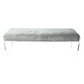 MODERN LUCITE BENCH WITH GRAY UPHOLSTERY
