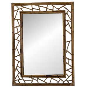 MODERN ORGANIC RATTAN AND BAMBOO WALL MIRROR