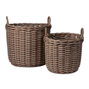 SET OF TWO OUTDOOR FAUX WICKER BASKETS