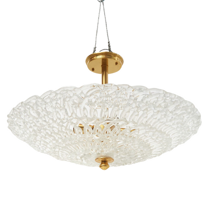 MURANO STYLE GLASS OPEN WEAVE PENDANT WITH BRASS DETAIL